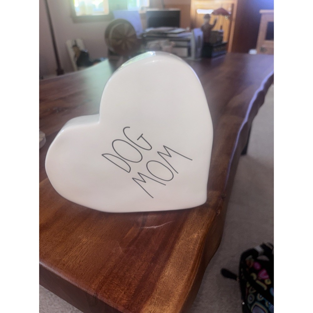Rae Dunn Ceramic Heart Self Standing White Dog Mom Cute!🐶